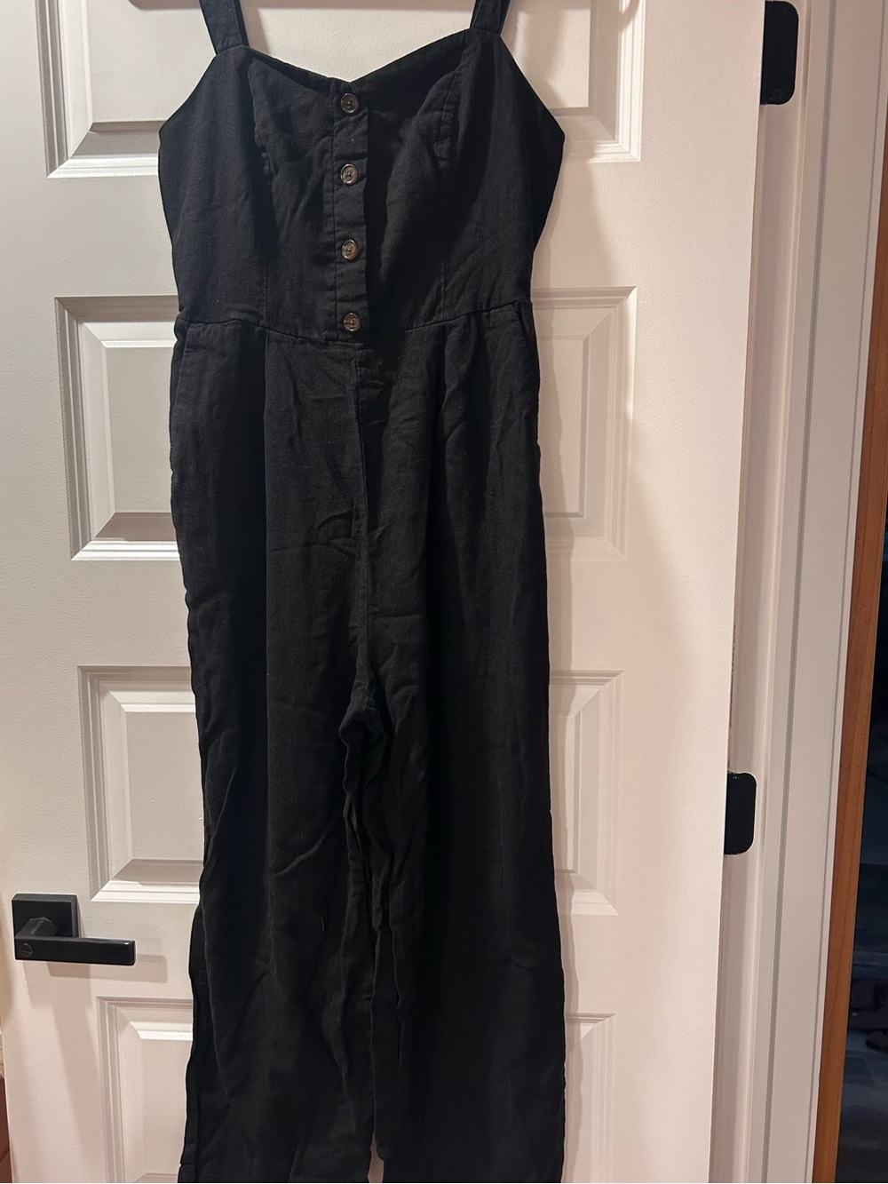 Old Navy Black Button-Front Wide-Strap Jumpsuit